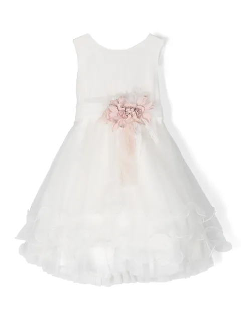 Mimilù floral appliqué ruffled tiered dress