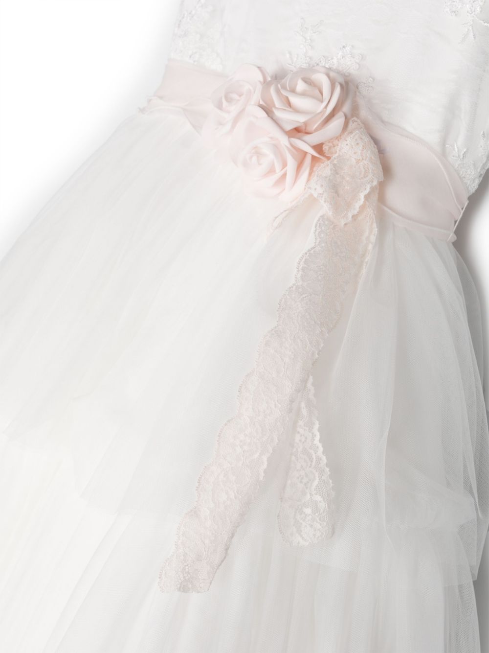 Shop Mimilù Floral-appliqué Tulle Dress In White