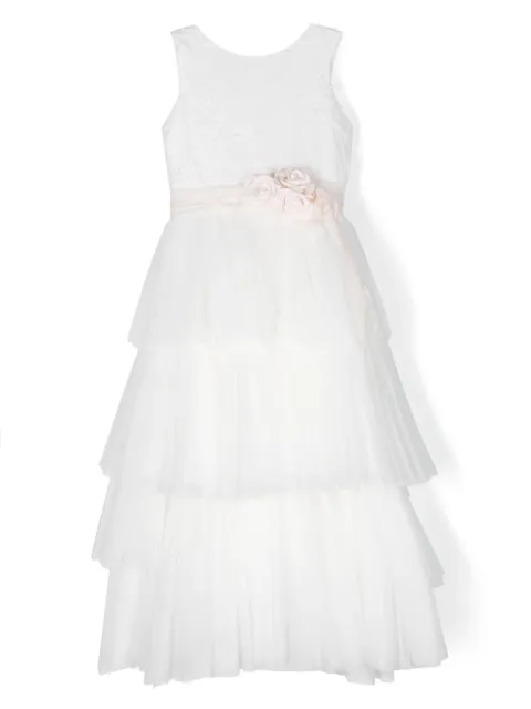 Mimilù floral-appliqué tulle dress