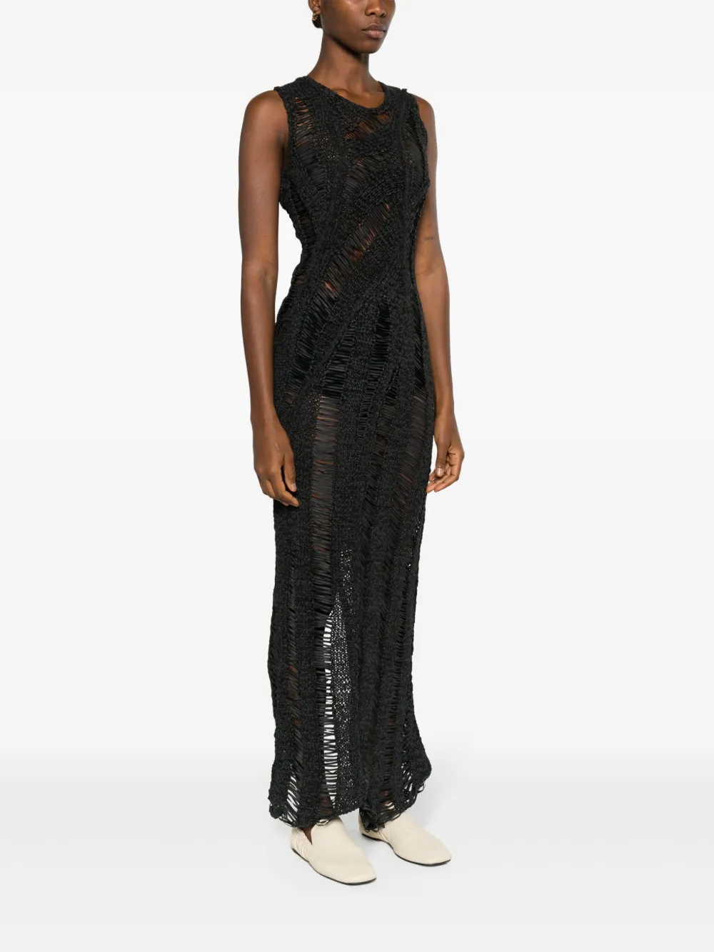  Aisling Camps Kapok Open-knit Maxi Dress - Black 