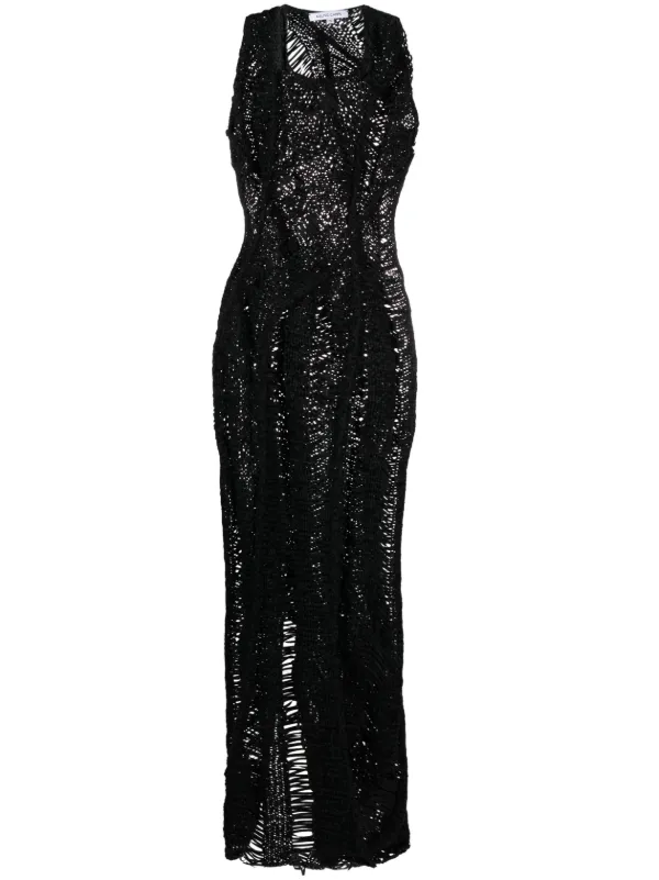 chinese dress ladies Flowy Black Maxi Dress with Side Slits – Reistor main image 0