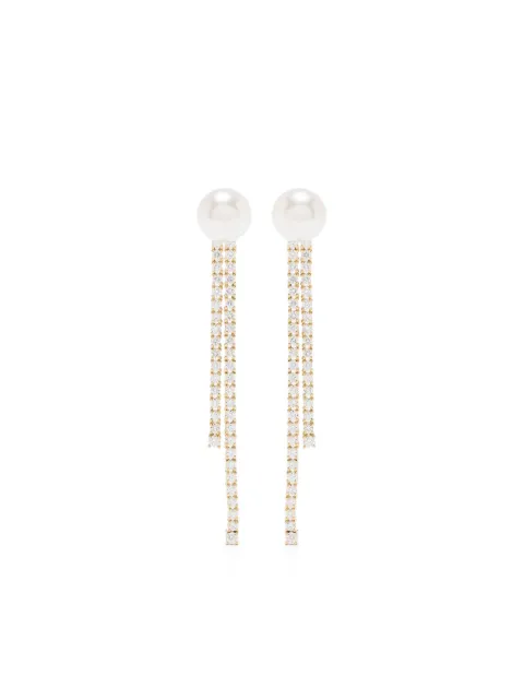 Mizuki 18kt yellow gold Akoya pearl and diamond drop earrings