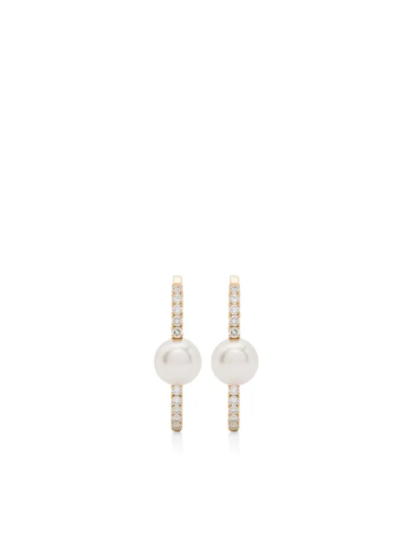 Mizuki 18kt Yellow Gold Akoya Pearl and Diamond Earrings