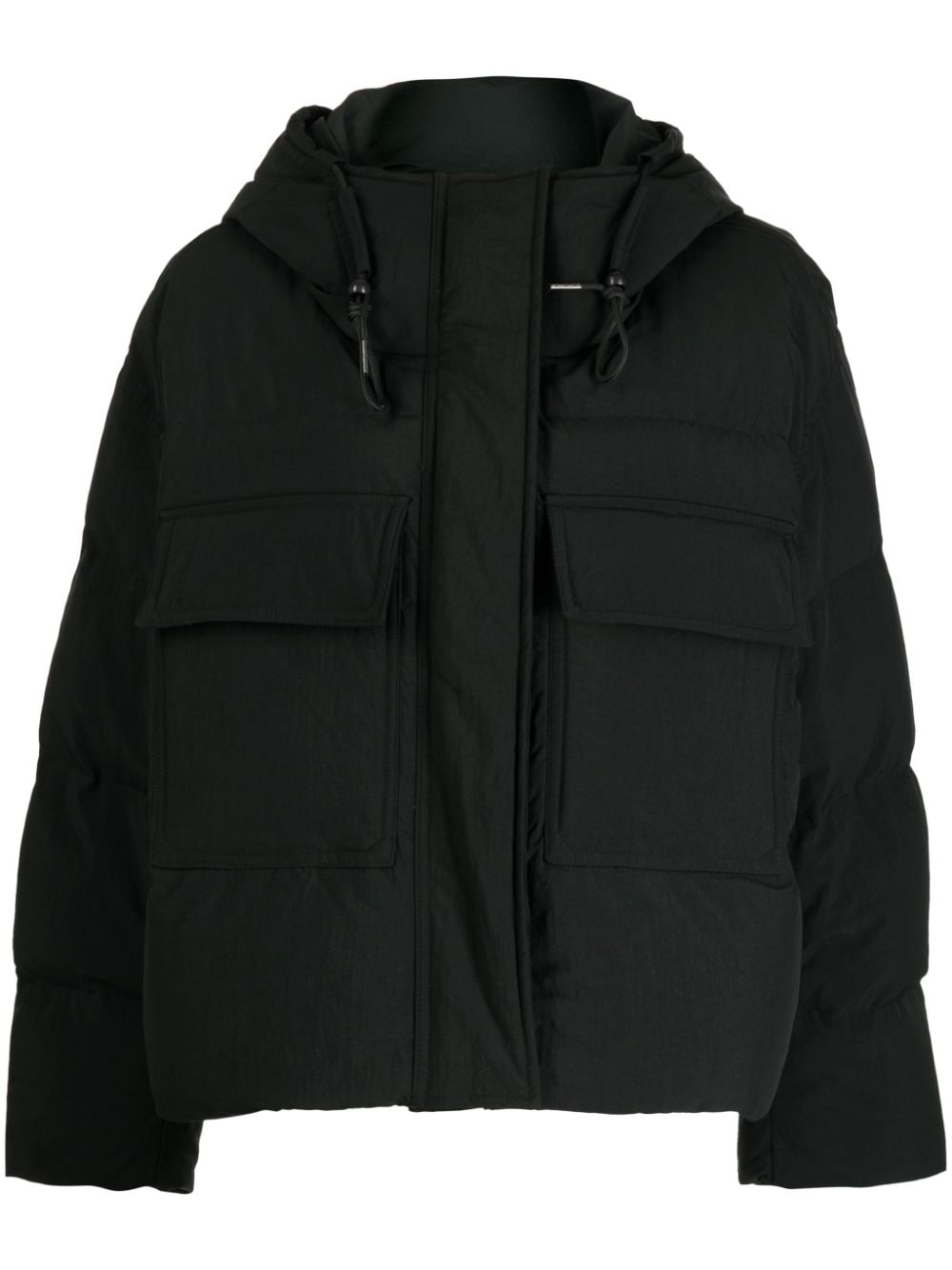 Studio Tomboy Flap-pockets Hooded Down Jacket In Black