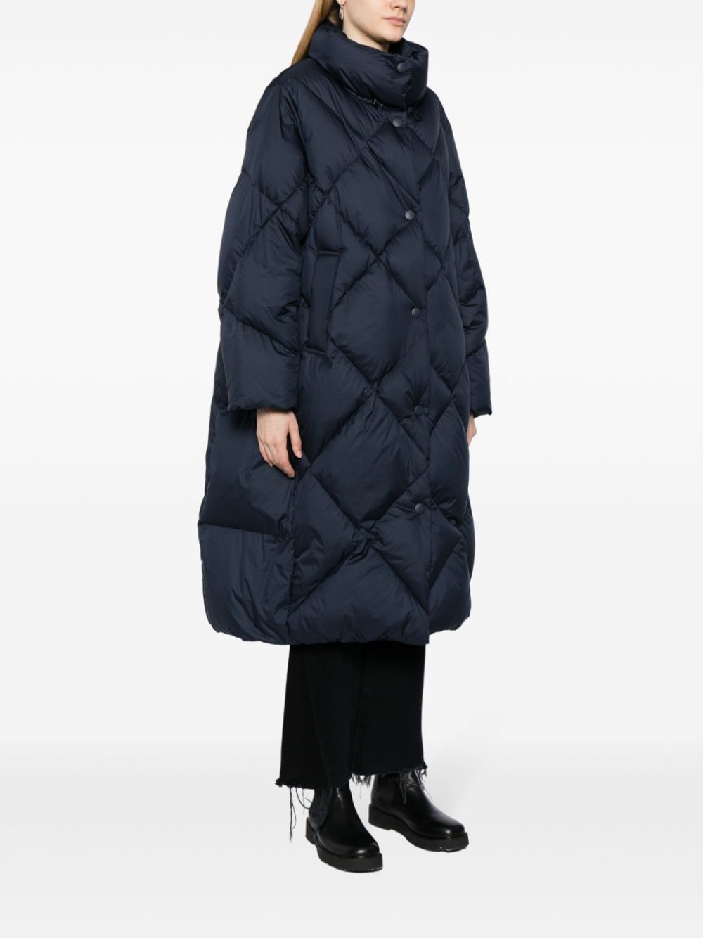 Shop Studio Tomboy Diamond-quilted Padded Coat In Blue