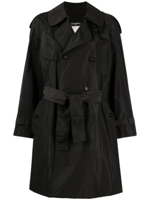 CHANEL 1980s CC-buttons double-breasted trench coat Women