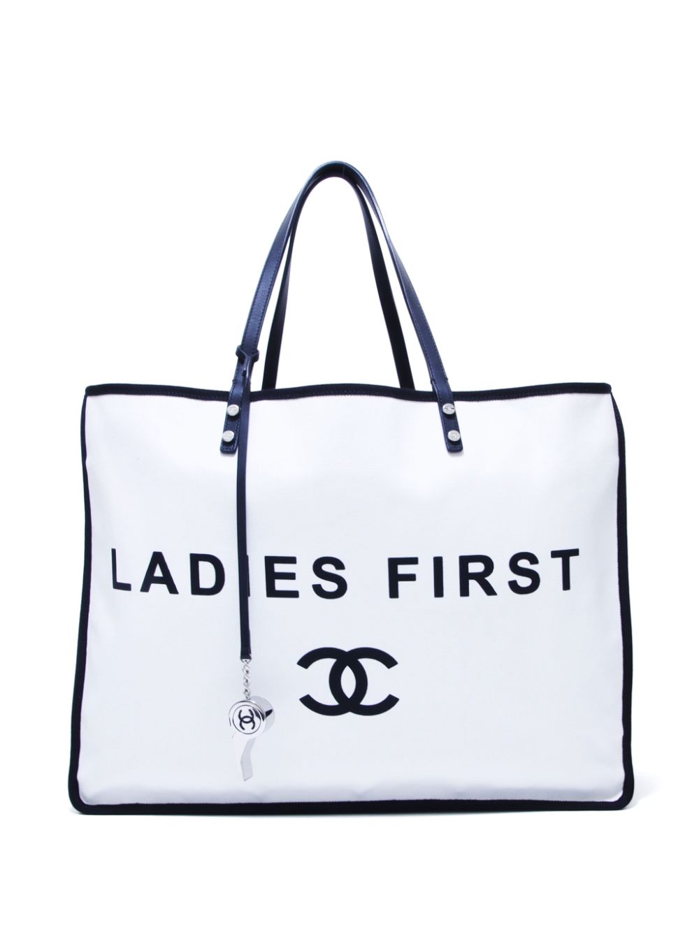 Pre-owned Chanel 2015 Ladies First Tote Bag In White