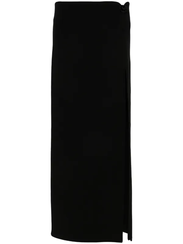 Magda Butrym Floral-appliqué Wool-blend Skirt in Black