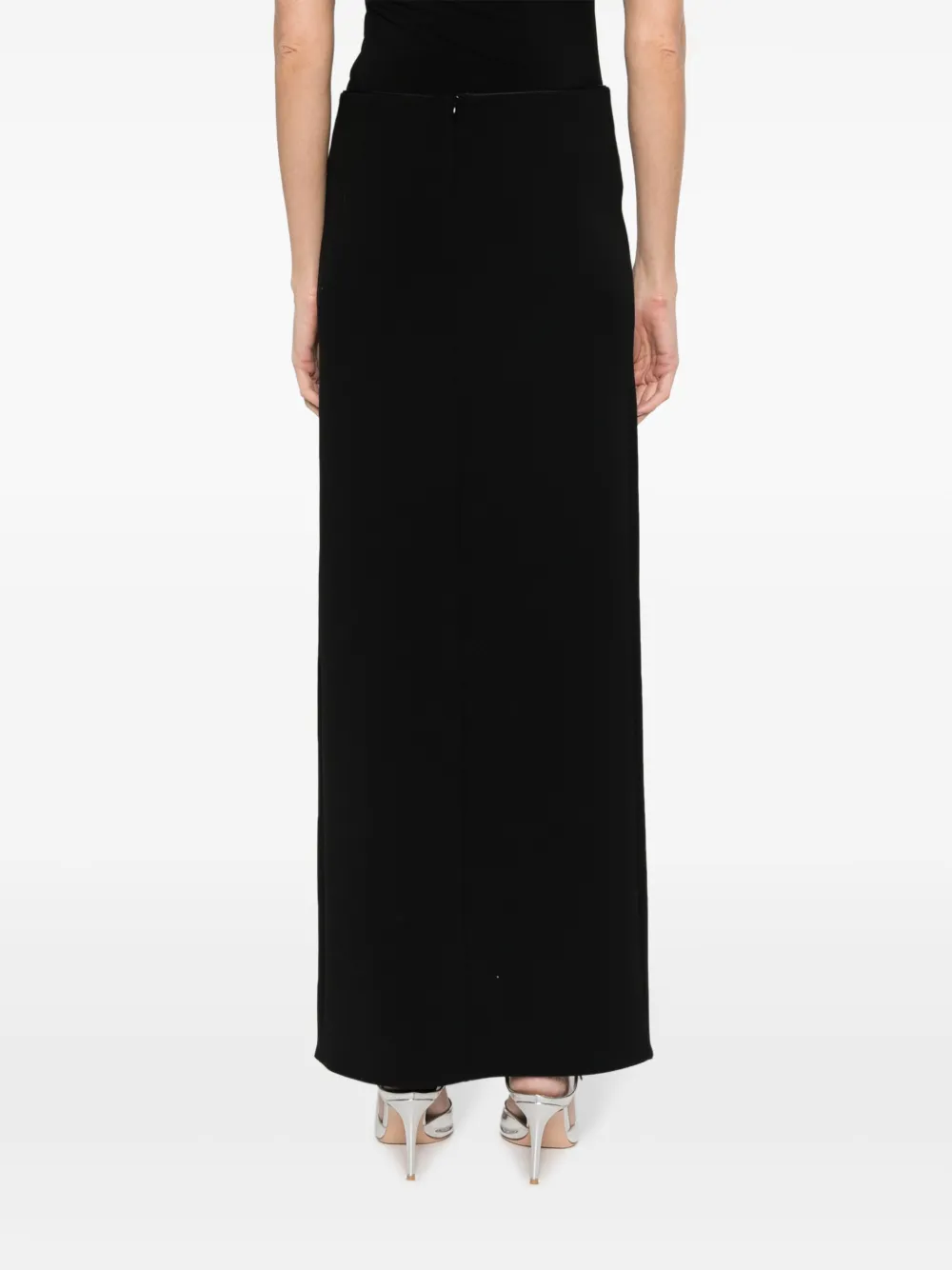 Shop Magda Butrym Floral-appliqué Wool-blend Skirt In Black