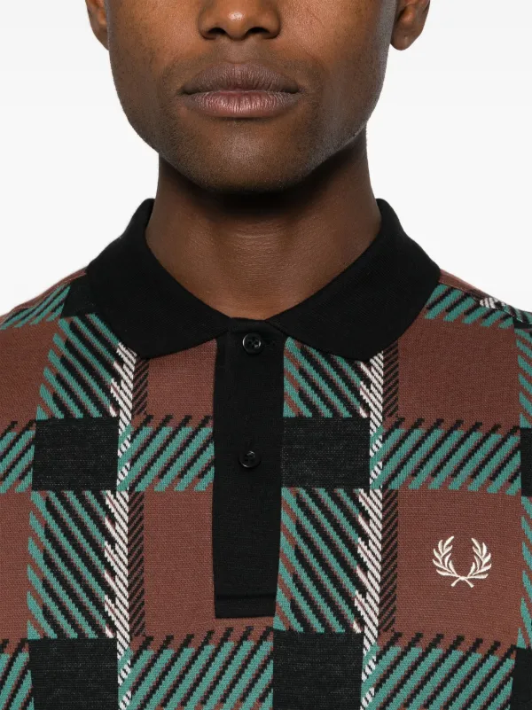 Fred Perry check print Cotton Polo Shirt Farfetch