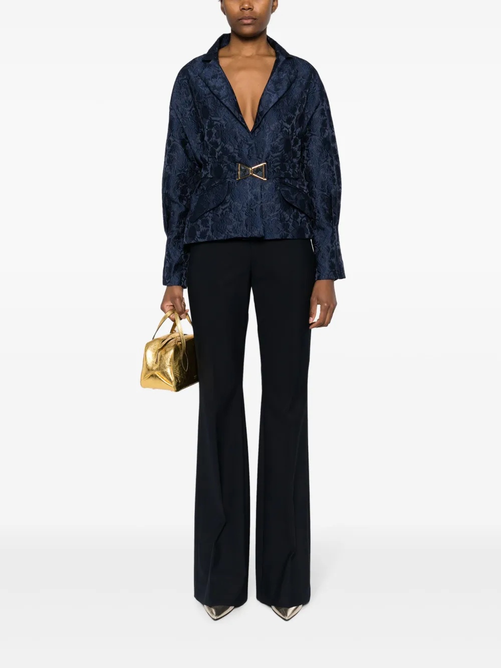 Shop Silvia Tcherassi Sorrento Jacquard Single-breasted Blazer In Blue