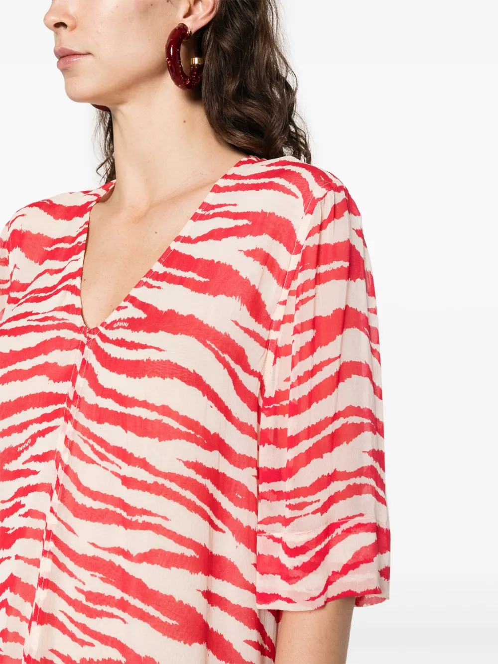 Best deals on cheap products GANNI zebra-print V-neck dress Women