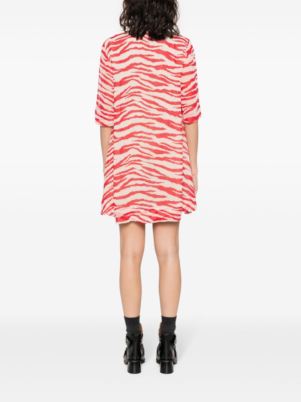 GANNI zebra-print V-neck dress Women