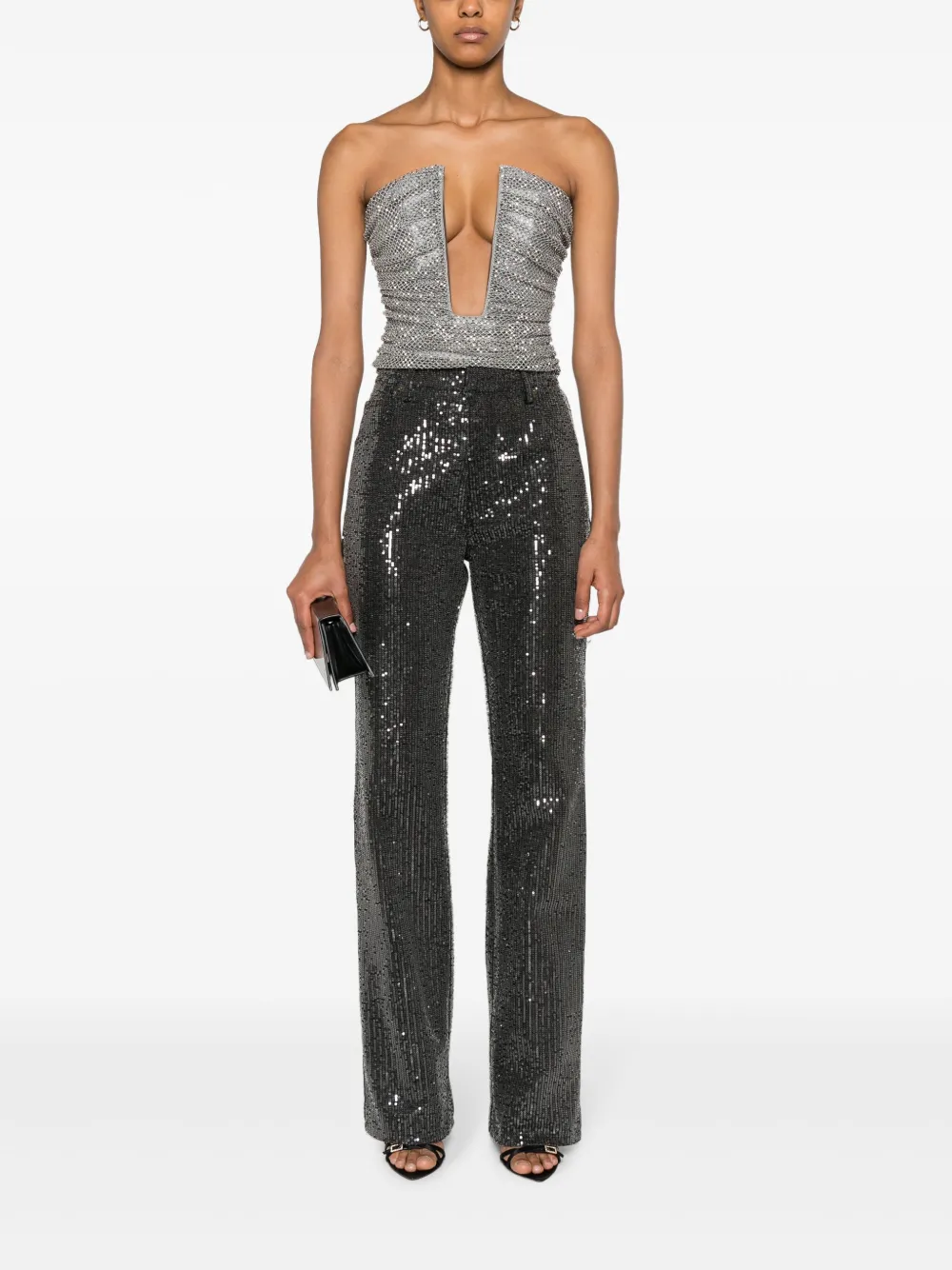 Giuseppe Di Morabito crystal-embellished strapless top - Zilver
