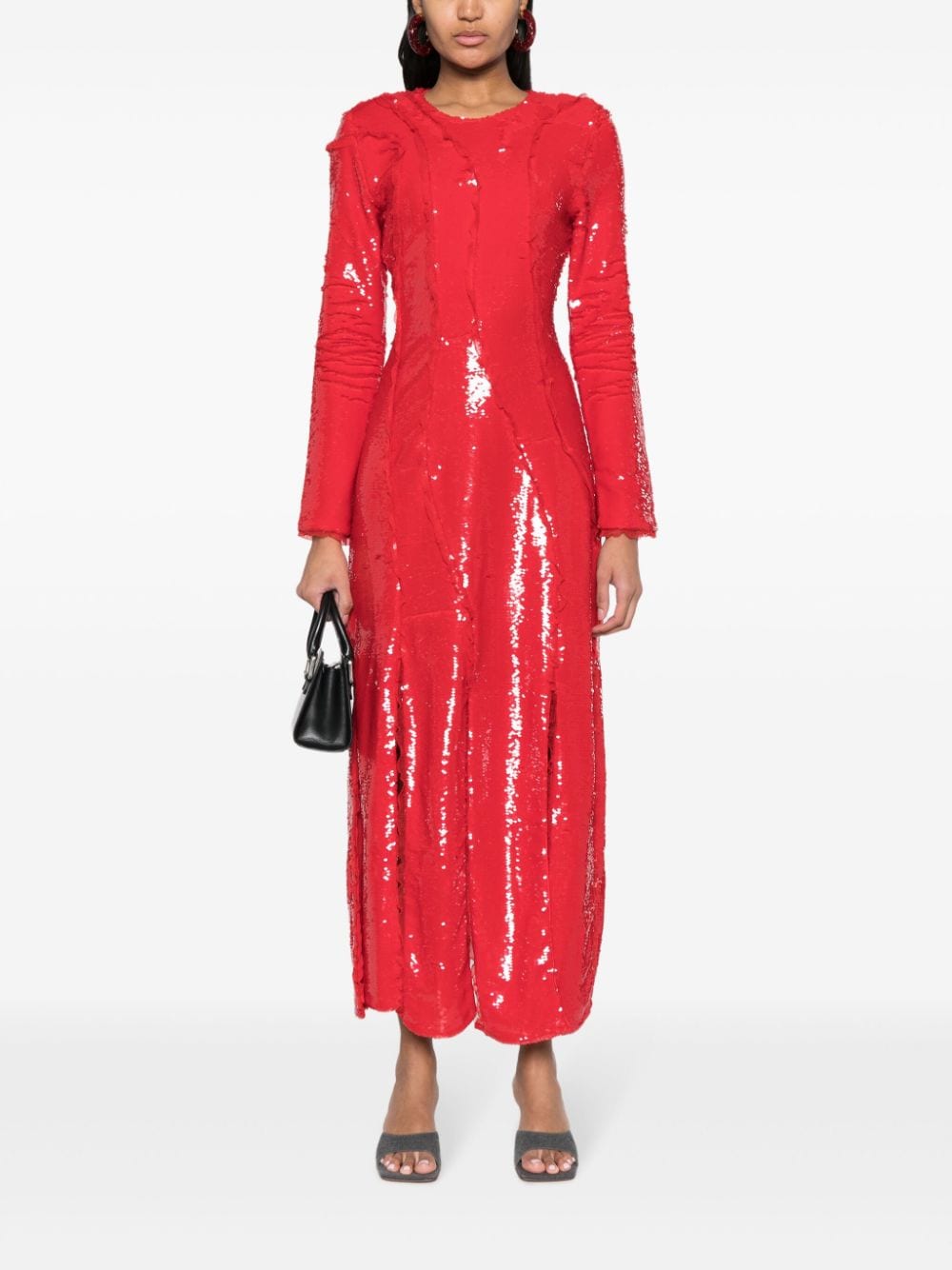 GANNI lace-embellished sequinned gown - Rood