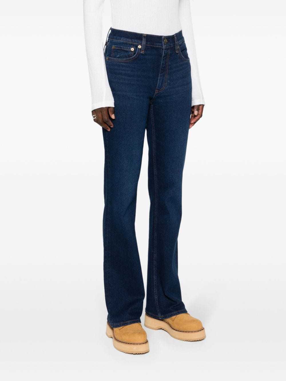 Shop Rag & Bone Peyton Mid-rise Bootcut Jeans In Blue