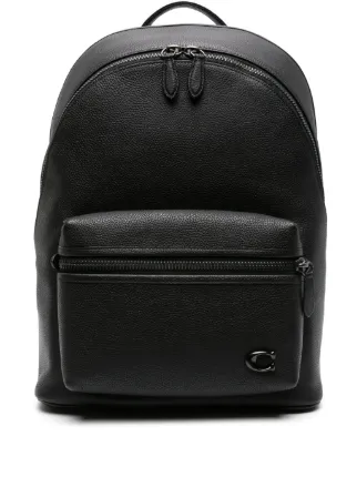 Coach logo plaque Leather Backpack Black FARFETCH BN