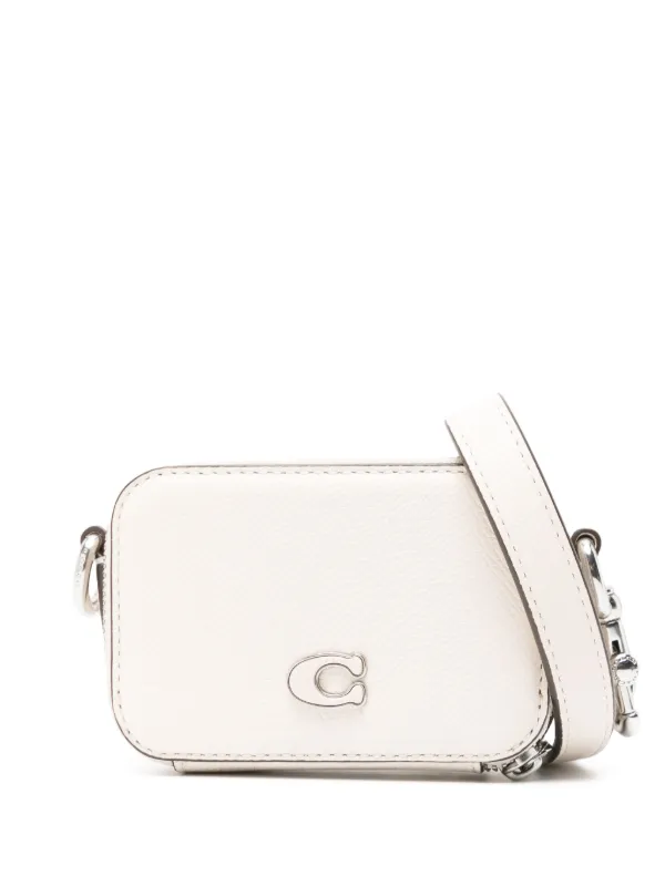 Coach logo plaque Leather Messenger Bag Farfetch