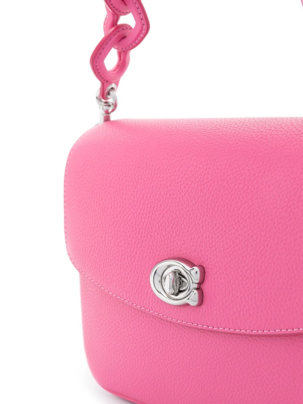 Shop Coach Logo-plaque Leather Shoulder Bag In Pink