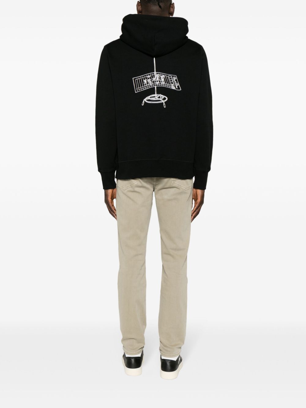 rag & bone logo-print drawstring cotton hoodie - Zwart