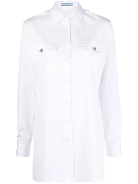 Prada crystal-button cotton shirt