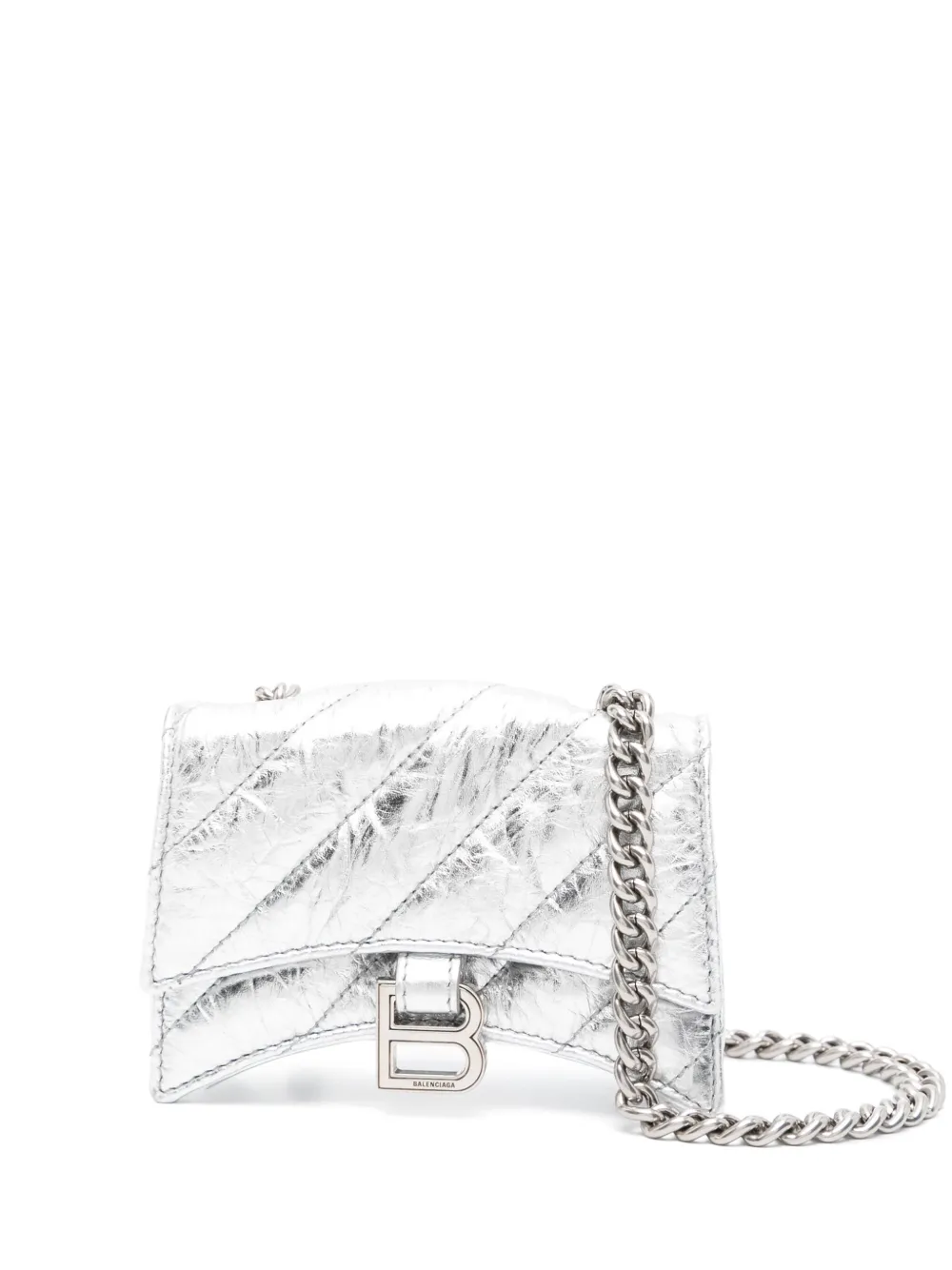 Balenciaga Crush metallic quilted mini bag - 8110 SILVER