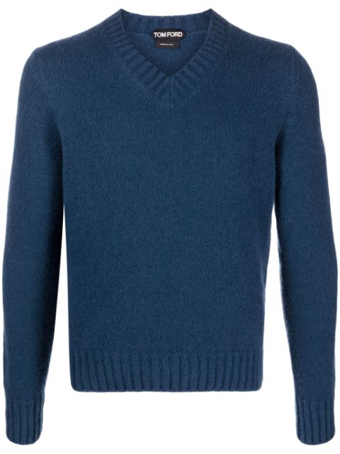 TOM FORD Gerippter Pullover mit V-Ausschnitt