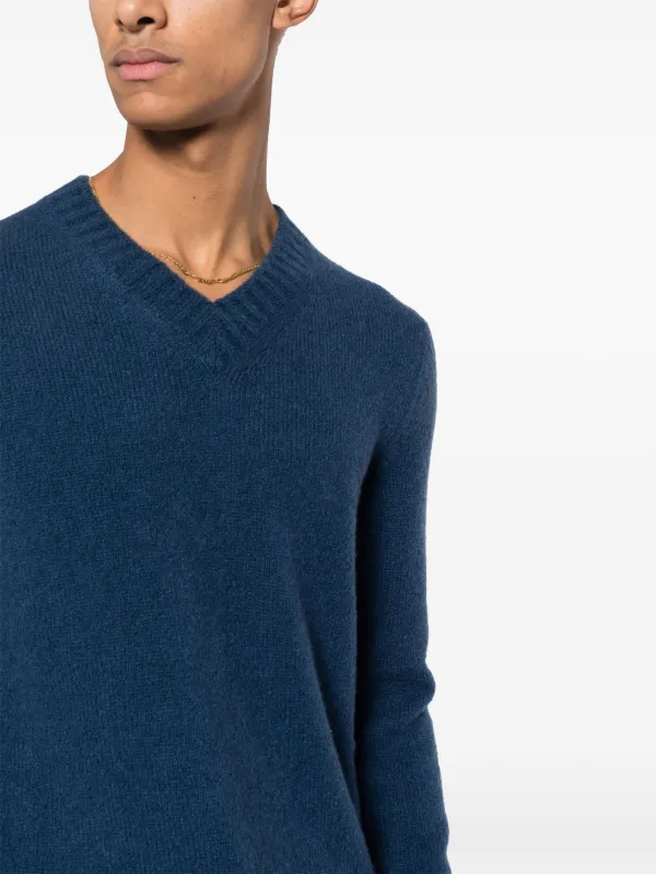 TOM FORD ribbed-knit V-neck Jumper | Blue | FARFETCH