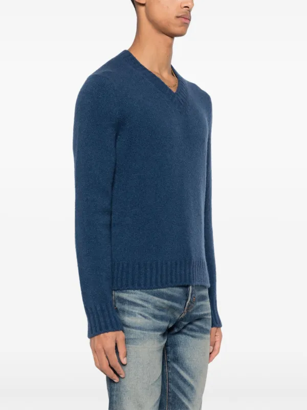 TOM FORD ribbed-knit V-neck Jumper | Blue | FARFETCH IN TOM FORD ribbed-knit V-neck Jumper | Blue | FARFETCH IN