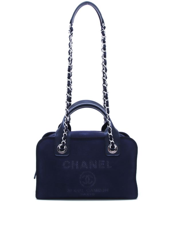 Chanel Paris two way denim tote shoulder bag w handle, EUC, Rare! Grayish  Blue~