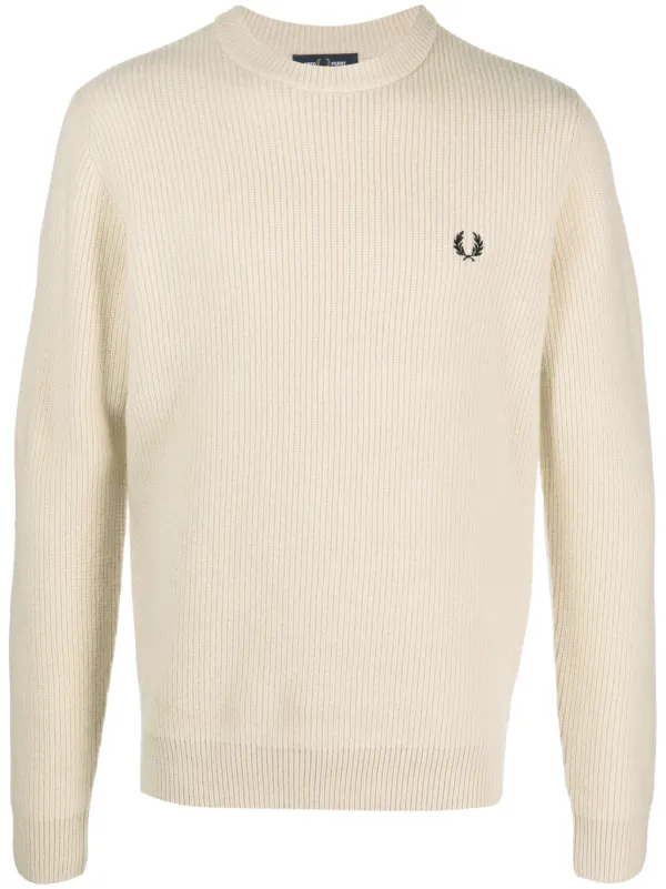 Fred Perry logo embroidered Wool Jumper Farfetch