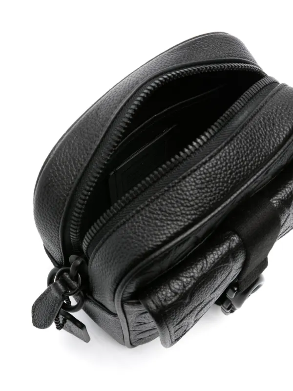 Monogrammed leather messenger bag sales