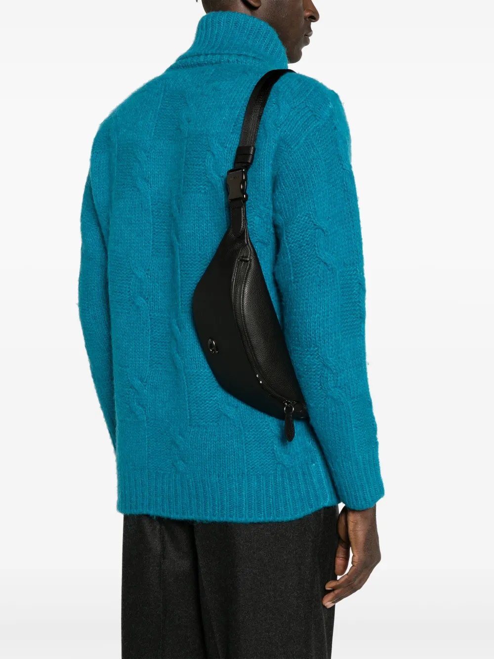 Coach League logo-plaque leather belt bag - Zwart