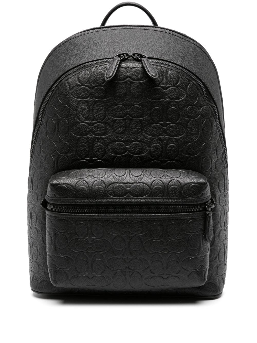 Charter logo-pattern leather backpack