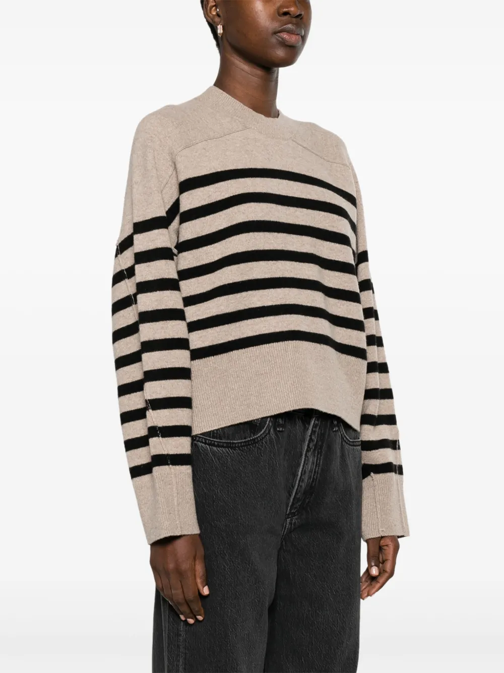 Shop Rag & Bone Bridget Striped Stretch-wool Brushed Jumper In Neutrals