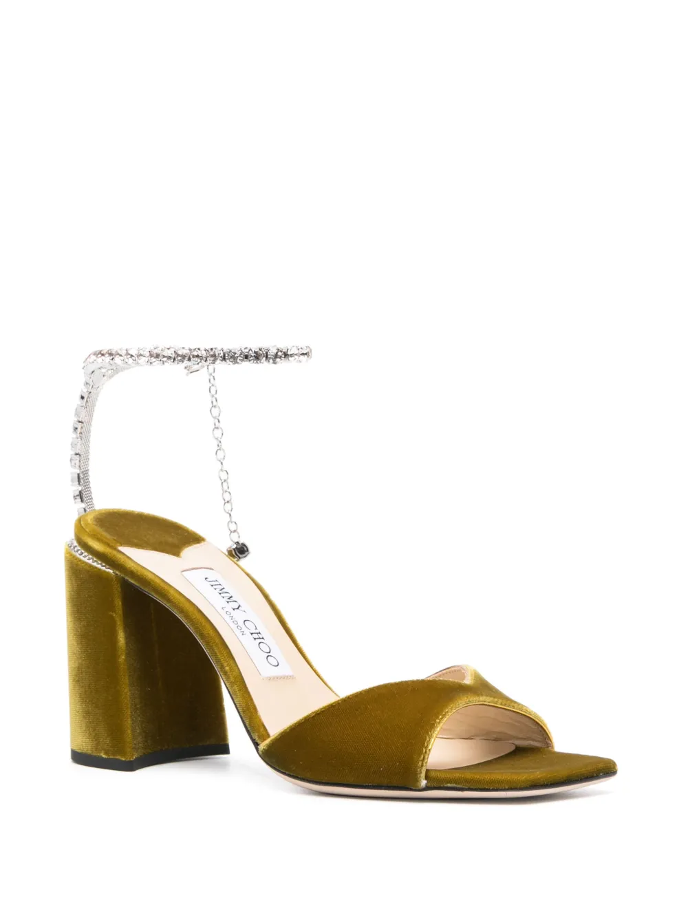 Jimmy Choo Saeda 90mm velvet sandals - Geel