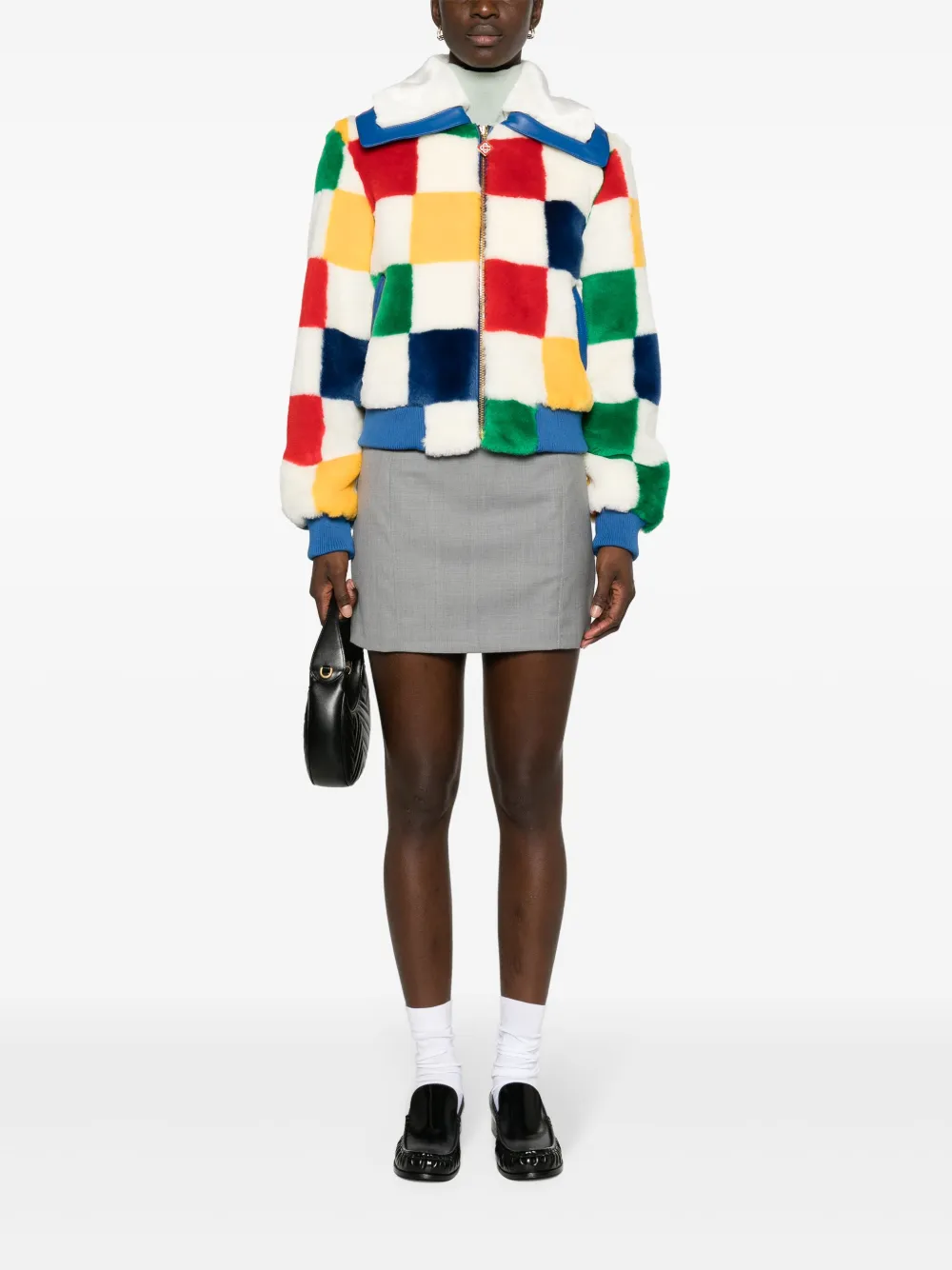 Casablanca Primary checked faux-fur jacket - Wit