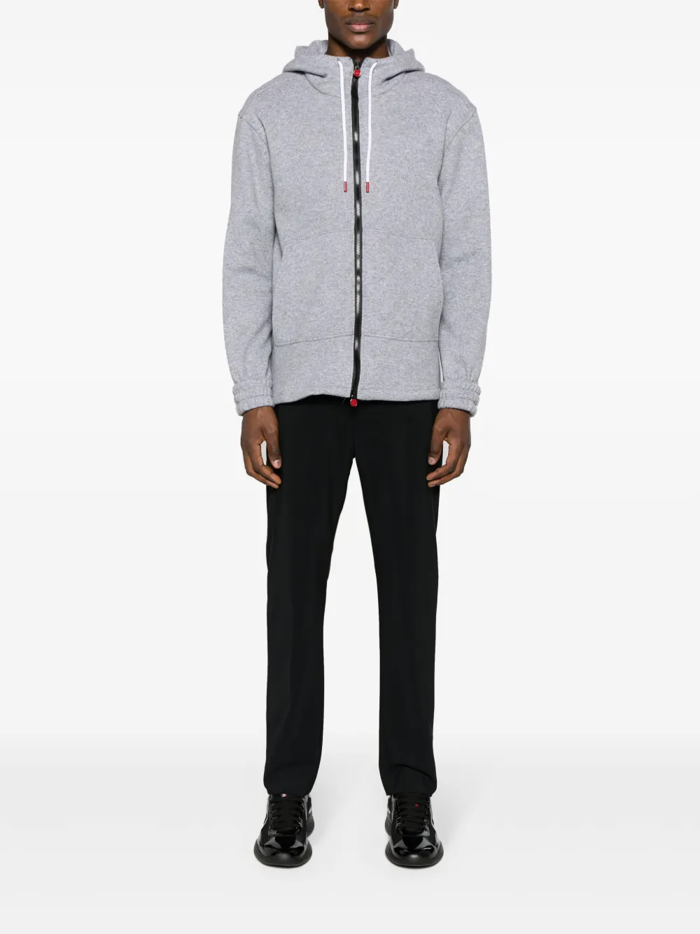 Kiton mélange-knit hooded cardigan - Grijs