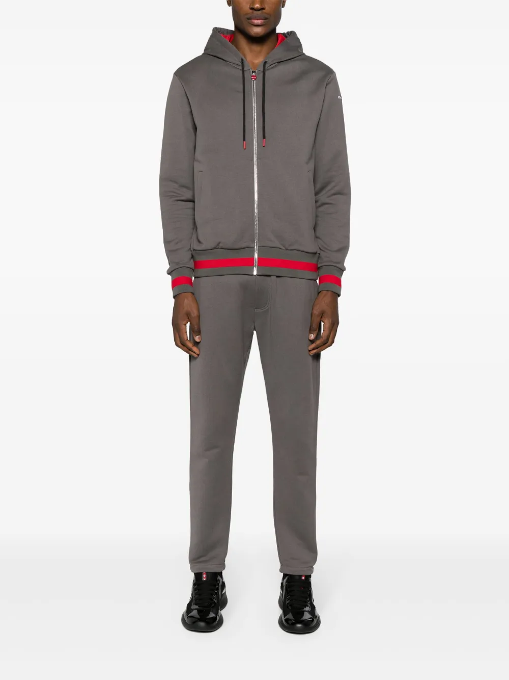 Kiton logo-embroidered cotton tracksuit - Grijs