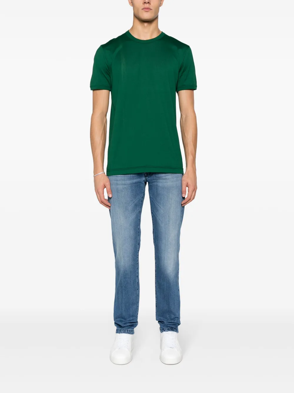 Kiton coloured-buttons washed-denim jeans - Blauw