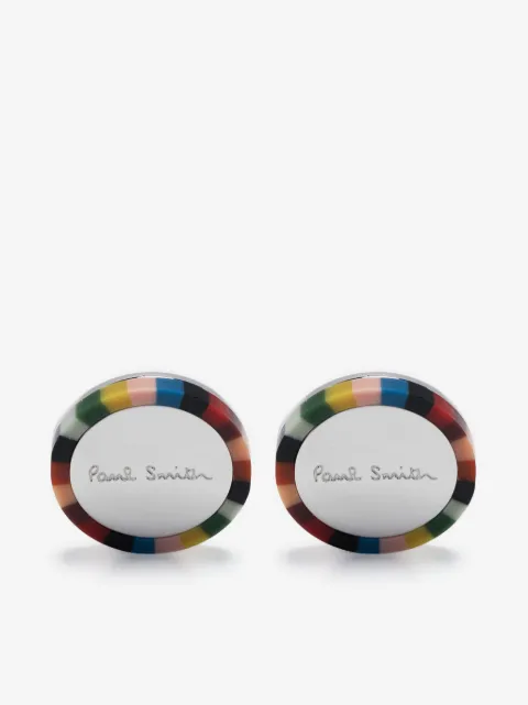 Paul Smith logo-engraved contrasting-border cufflinks