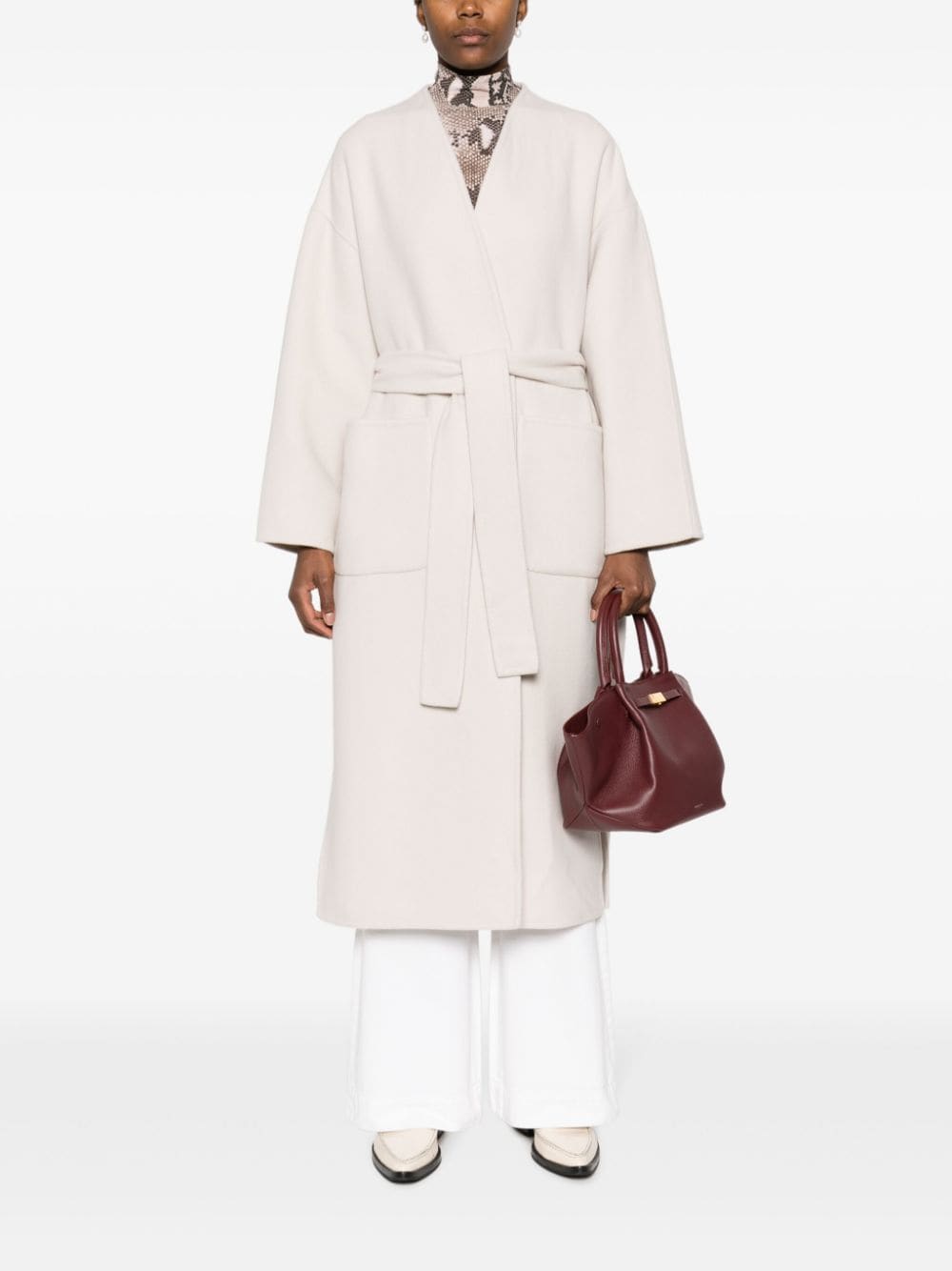 Antonelli belted wool blend coat - Beige