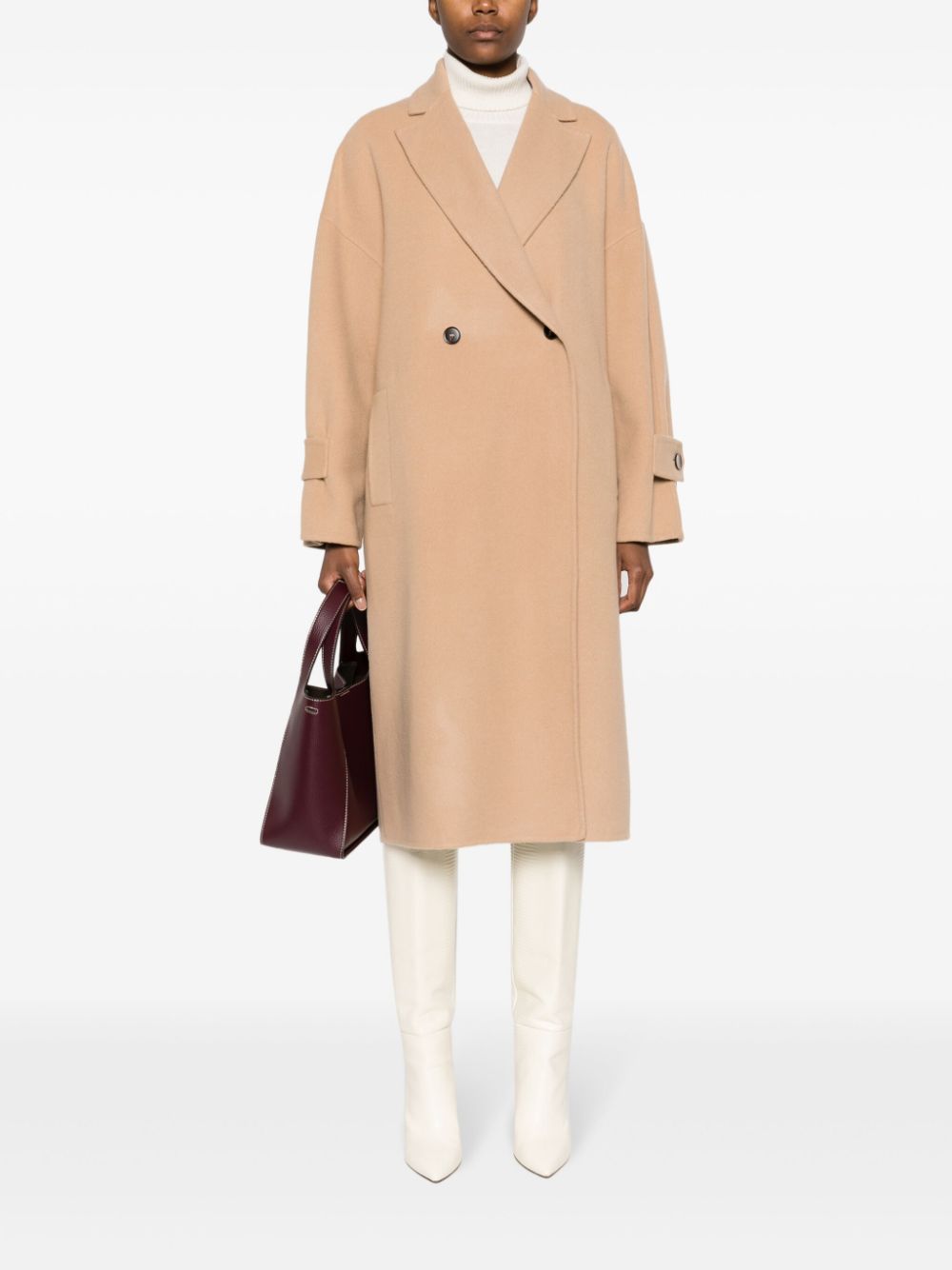 Antonelli double-breasted wool blend coat - Beige