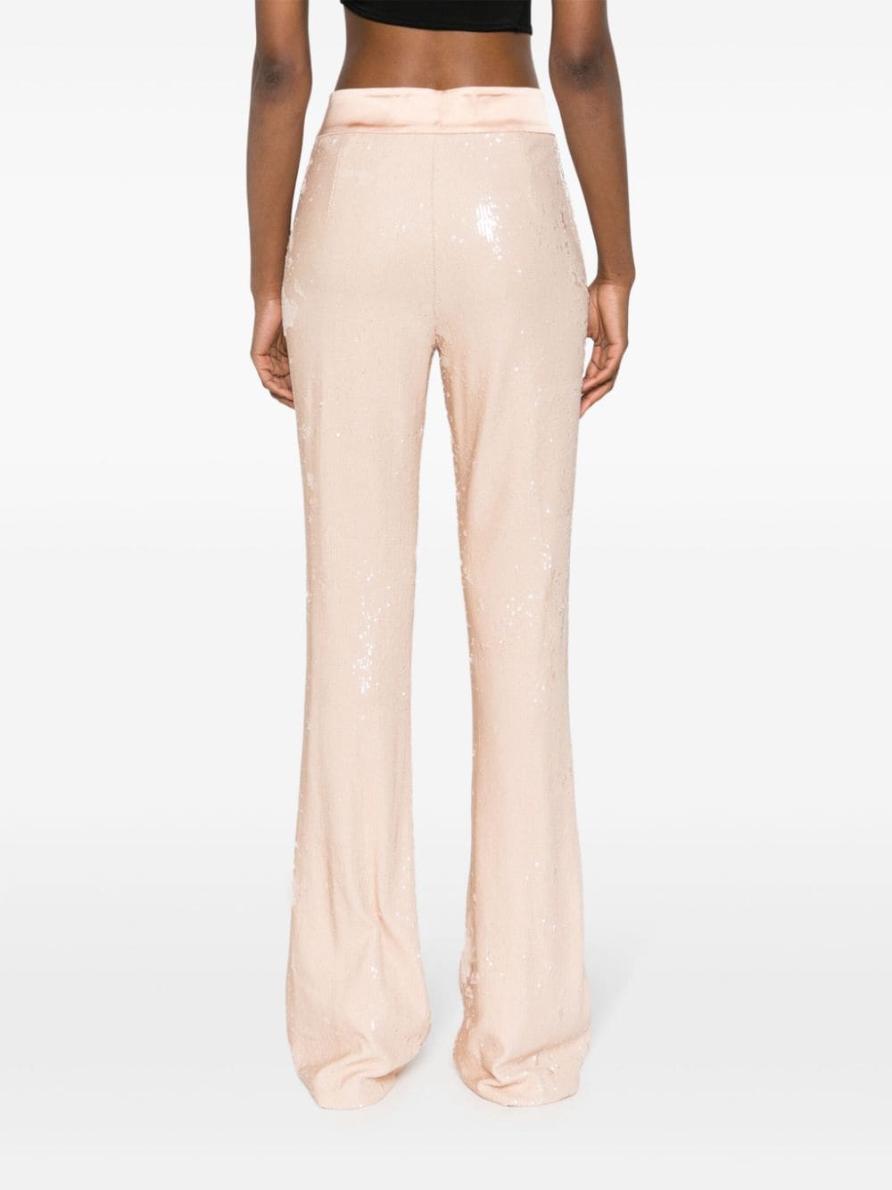 Shop Genny Sequinned Flared Trousers In Neutrals