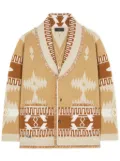 Alanui patterned-jacquard frayed-trim cardigan coat - Neutrals