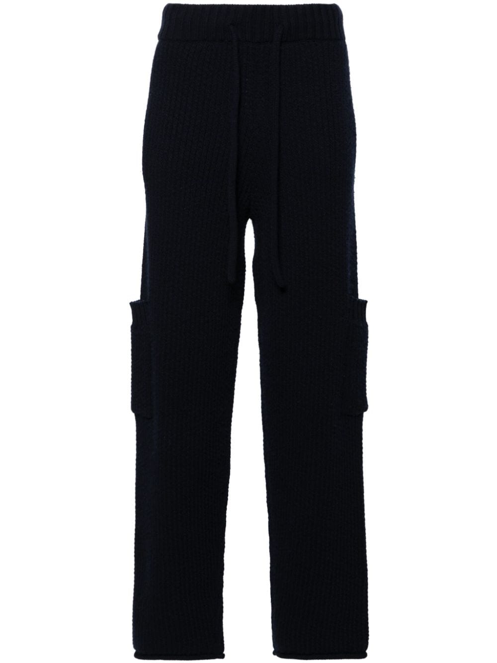 Alanui Finest Cable-knit Trousers In Blue