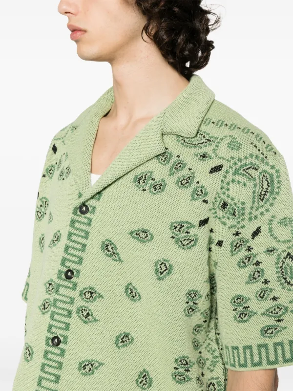 Tシャツ・カットソー ALANUI Embroidered Cashmere Blend Bandana Blanket Bandana Jacquard Blanket in Ivory-Olive | Alanui®