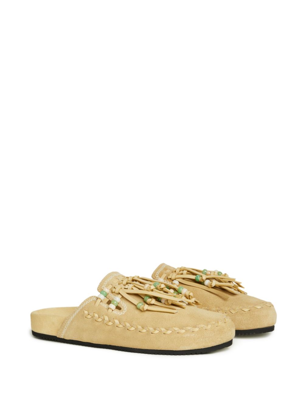 Shop Alanui Salvation Fringed Slippers In Neutrals