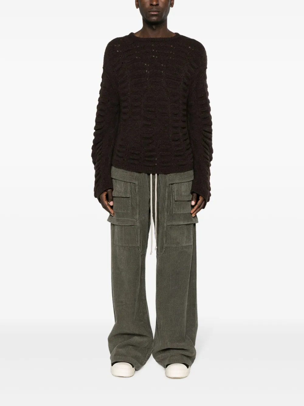 Rick Owens DRKSHDW Creatch ribfluwelen cargo broek - Grijs
