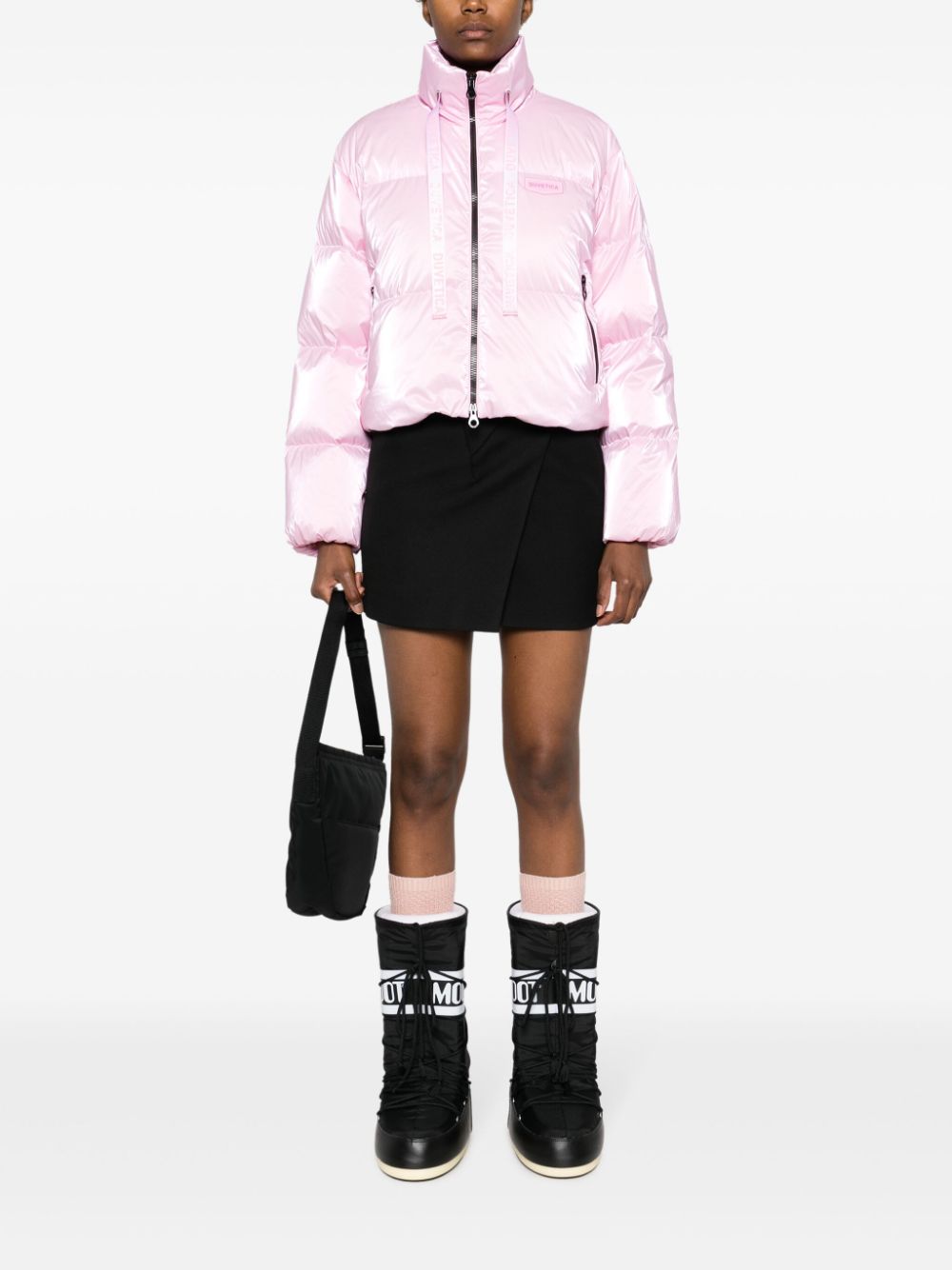 Duvetica Raffaella logo-appliqué puffer jacket - Roze